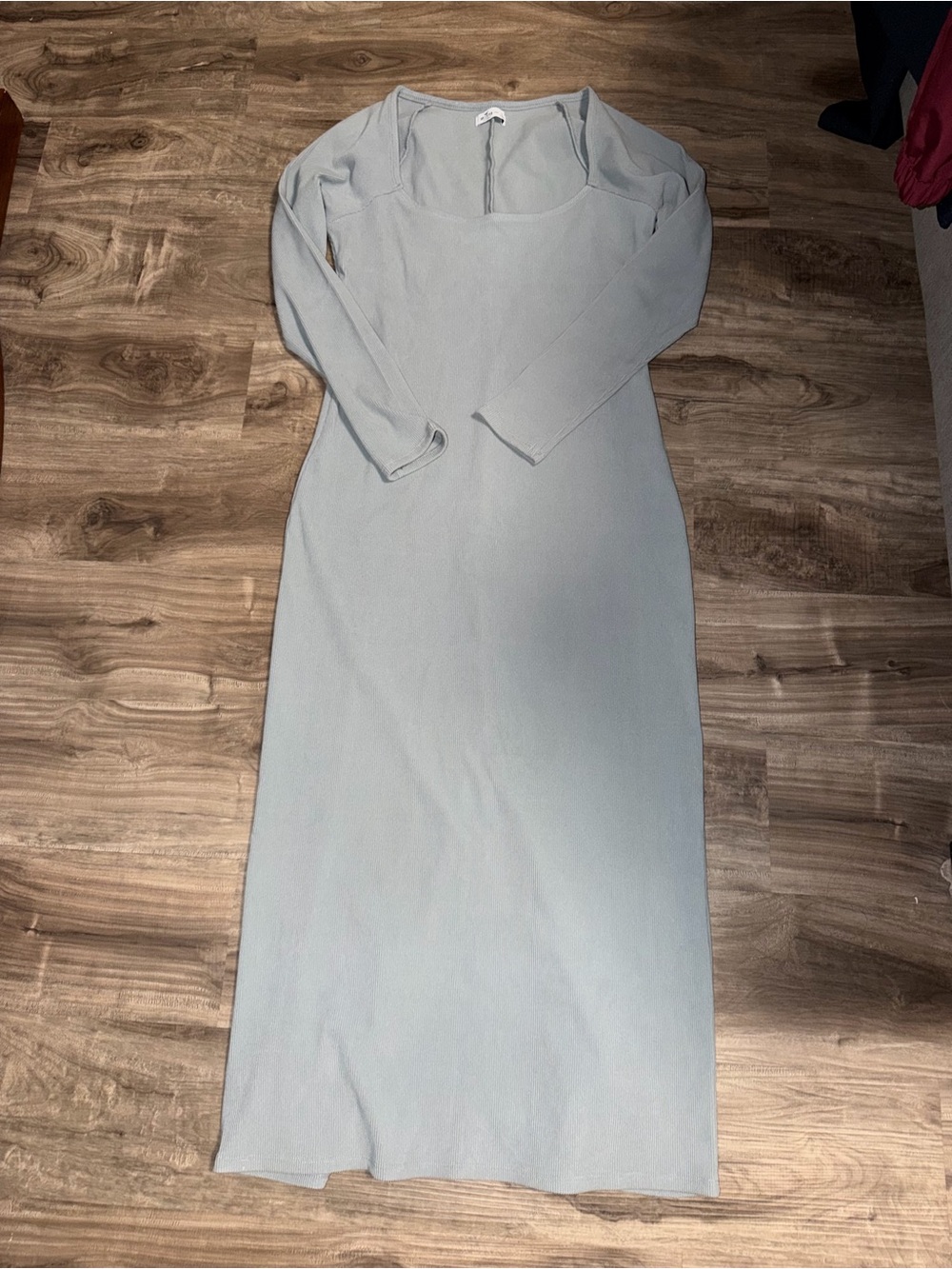 Hollister Pale Blue Long Sleeve Maxi Ribbed Dress